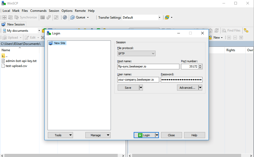 Setting up WinSCP – Beekeeper Help Center